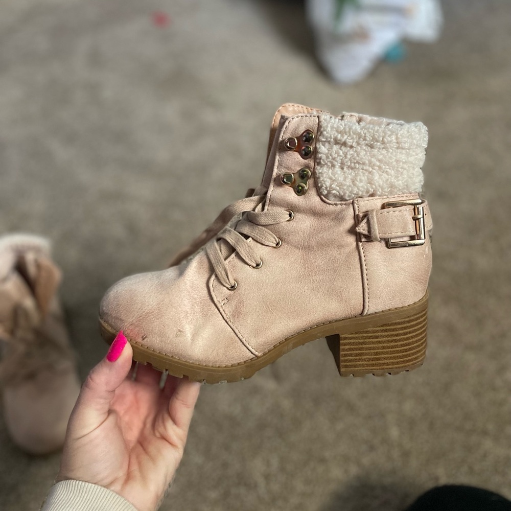 MIA pink Lace-Up Boots with Buckle